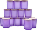 SHOWIN 10 OZ Thick Candle Jars for Making Candles 15 Pcs, Empty Jars with Wood Lids for Candle Making, Sample Container, Frosted Purple