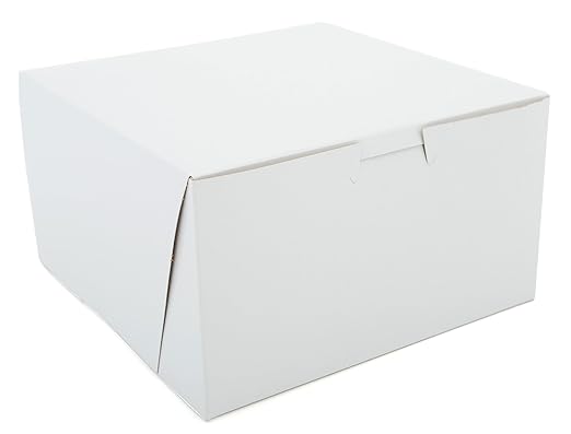 SCT 0921 Premium Clay Coated Kraft Paperboard White Non-Window Lock Corner Bakery Box, 7-in. L x 7-in. W x 4-in. H (Case of 250)