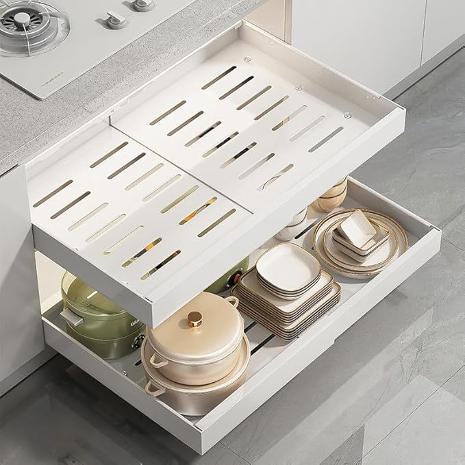 Pull out cabinet organizer - slide out drawers for kitchen cabinets, helps to store items neatly in the cabinet with drawers & pantry shelves instead of all over the counter. (Small)