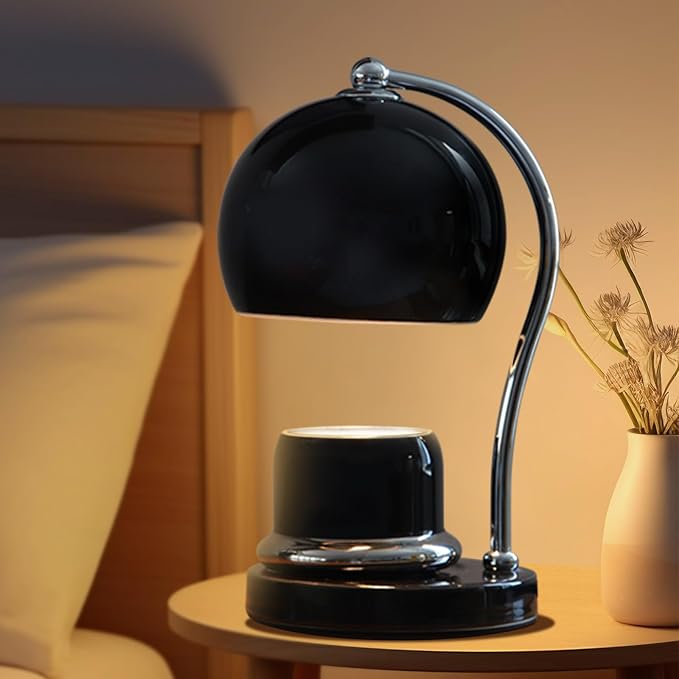 Ceramic Candle Warmer Lamp with Timer Dimmer Fit for Candle Jars, Modern Design with 2 Bulbs, House Warming Gifts, New Home Decor, Mother's Day, Birthday Gifts (Black)