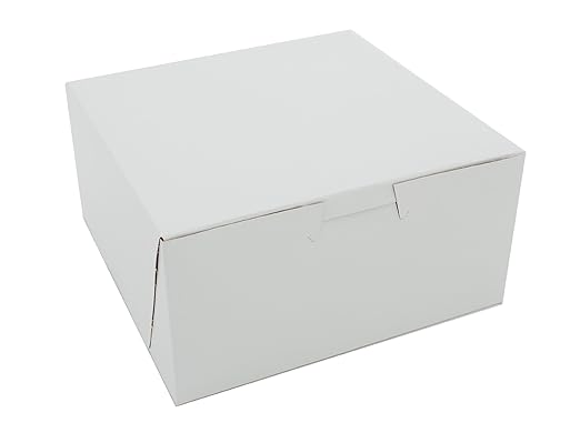 Southern Champion Tray 0905 Premium Clay Coated Kraft Paperboard White Non-Window Lock Corner Bakery Box, 6" Length x 6" Width x 3" Height (Case of 250)