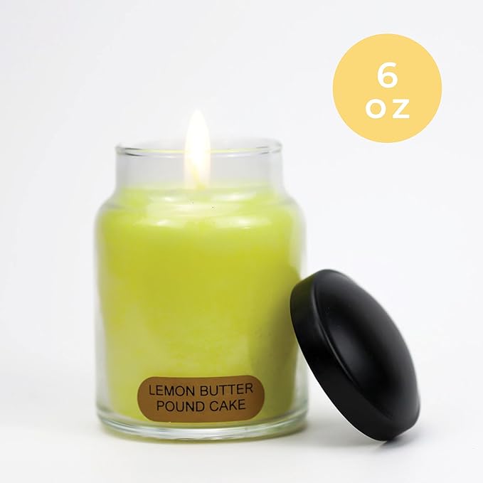 A Cheerful Giver - Lemon Butter Pound Cake Baby Scented Glass Jar Candle (6oz) with Lid & True to Life Fragrance Made in USA