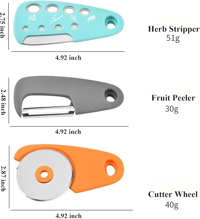 Kitchen Gadgets Set 6 Pieces, Space Saving Cooking Tools Kitchen Accessories-Garlic/Ginger Grinder, Cheese Grater, Vegetable/Fruit Peeler, Pizza Cutter, Herb Stripper, Bottle Opener, Gadgets Gift Set