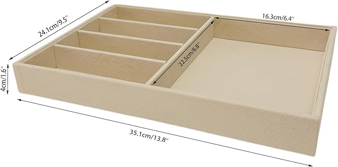 Large Beige Premium Quality Velvet Jewelry Display Box Tray Stackable Practical Trade Show Home Store Glasses Accessories (Multifunction Jewelry Tray)