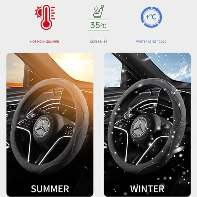 Car Steering Wheel Cover for Sonata SEL 2024, Leather Elastic Steering Wheel Protector Breathable Anti-Slip Steering Wheel Covers, Gray-D