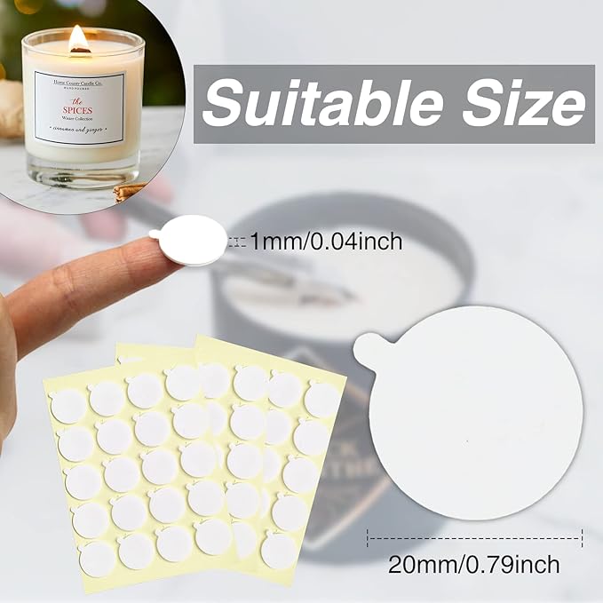 480PCS Candle Making Kit, Candle Wick Stickers, Candle Making Supplies, Double-Sided Stickers with The Little ‘‘Tail’’, Hot Wax Stickers for Candle Making