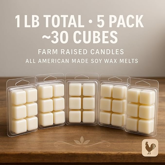 Farm Raised Candles - USA Grown Soy Wax Melts - Fall Spice - Bakery Variety Pack – 5 Pack, 16oz Total – Wax Melts Warmer Scents – Cinnamon, Pumpkin, Pecan Waffles, Cozy Kitchen Scents