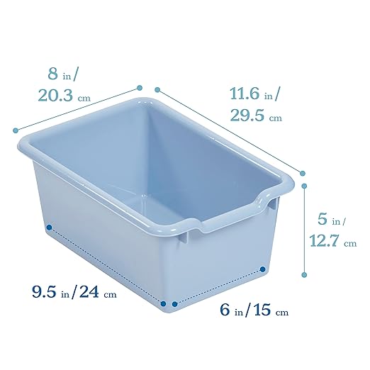 ECR4Kids 10 Cubby Tray Cabinet with Scoop Front Storage Bins, 5x2, Classroom Furniture, Powder Blue
