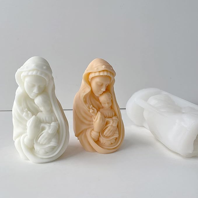 Virgin Mary Candle Mold, Silicone Mold for Religious Candle Making, Nativity Scene Candle Mold for Home Décor and Crafting