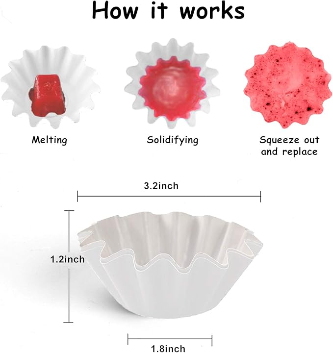 50 Wax Melt Warmer Liners, Scented Wax Melt Cups for Plug in Wax Warmer, Electric Wax Melter, Candle Warmer Plate, and Wax Burner, Reusable and Leakproof for Any Scented Wax Cubes