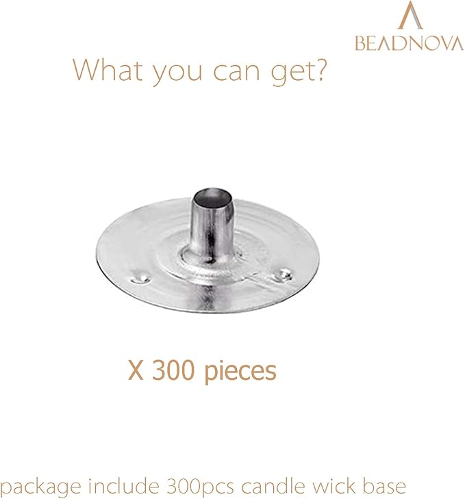 BEADNOVA Candle Wick Tabs 300pcs Metal Candle Wick Sustainer Tabs for Candle Making and Candle DIY (12.5mm/ 0.5inch)