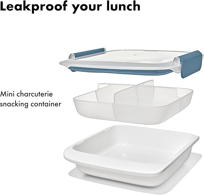 OXO Good Grips Prep & Go Slim Container with Removable Divider, Leakproof Reusable Small Meal Food Storage and Lid, Food Containers with Lids; Snack Organizer,1.8 Cups/0.4 L