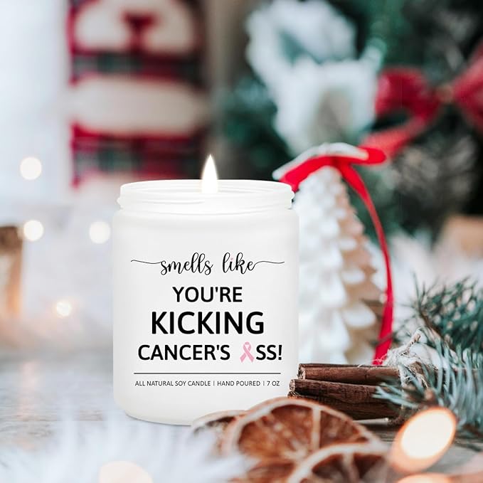 Breast Cancer Gifts for Woman - Breast Cancer Survivor Gifts, Surgery Recovery Care Presents for Women Men, Chemotherapy Must Have, Awareness Accessories - Get Well Soon Scented Candle