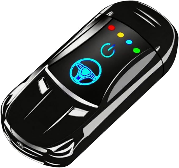 Electric Rechargeable Dual Arc Plasma Lighter for Men- USB Electronic Windproof Flameless Cool Lighter with LED Battery Indicator, Pocket Metal Unique Cute Mini Car Shape for Candles & Camping