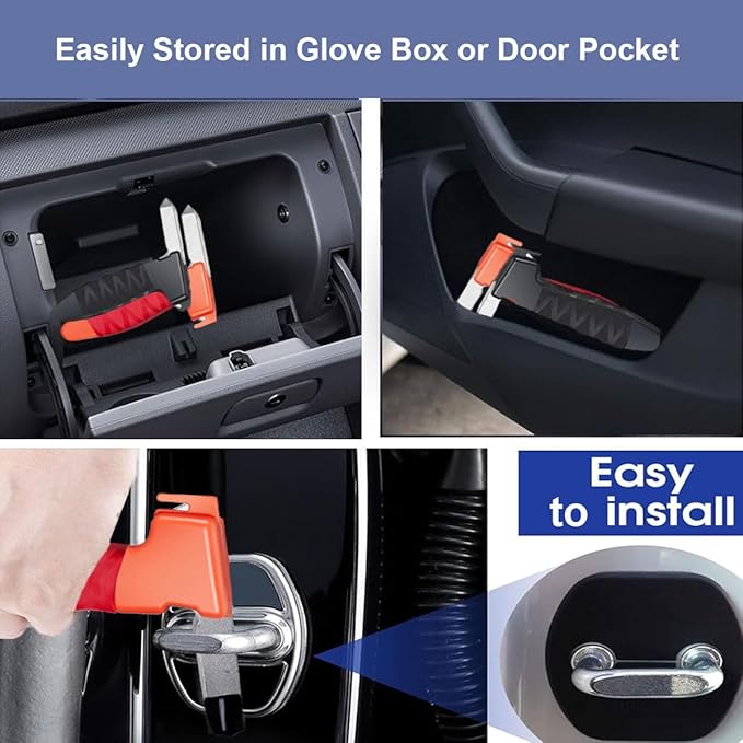 2 Pack Car Door Handles for Elderly, Door Grab Handle Assist, Ultra Grip Mobility Handle for Car, Car Door Latch Bar for Easily Get Out of Car, Anti-Slip Design, Black/Orange