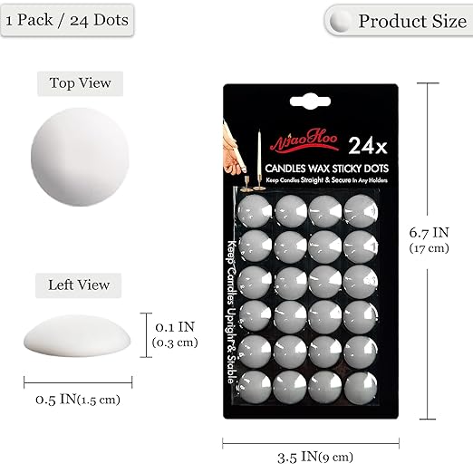 NJAO HOO Candle Sticky Dots Candle Adhesive Taper Candle Accessories Candle Wax Dots Round Double Sided Adhesive Small Candle Accessories(24 Dots)