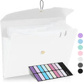 Sooez 7 Pocket Expanding File Folder, Premium Accordion File Organizer, Letter Size Folders for Documents, Sleek Filing Folders with Bungee Closure, Portable Folders for School Office Supplies, White