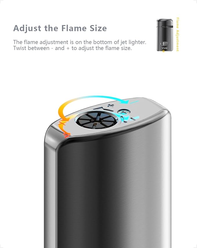 VVAY Windproof Jet Flame Lighter - Gas Refillable (Gas Not Included)
