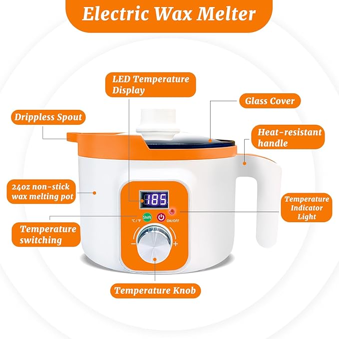 Ksedcon Digital Wax Melter for Candle Making, Electric Wax Melting Pot with Pouring Spout, Candle Wax Melting Pot with Temp Control(LED Display