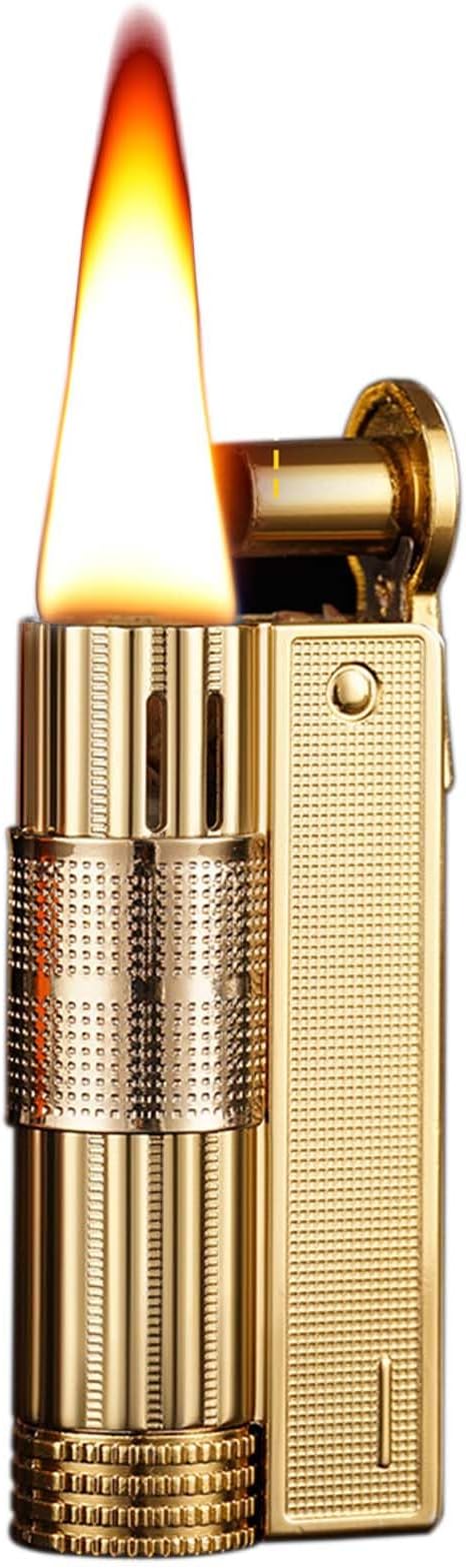 Lighter, Gold, Kerosene Lighter, Refillable, Windproof Flame, Beautifully Designed, Candle，Suitable for Birthday Gifts for Men's Fathers and Husbands (Gold)
