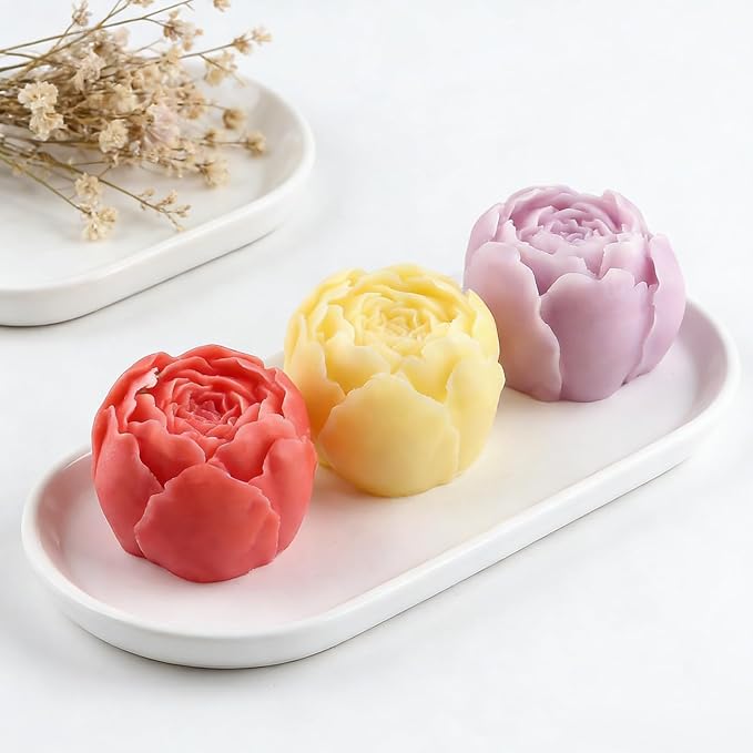 MGLIFEUL 9Pcs Rose Flower Tulip Peony Heart Candle Soap Wax Mold Valentine Day Silicone for Small Butter Candles Chocolate Making Molds Silicones Shapes Moldes De Rosas Silicona para Velas