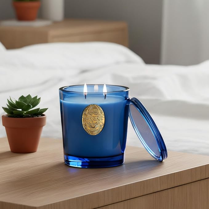 M&SENSE Large Two-Wick Summer Soy Candle | Summer's Night & Blue | 19.8 oz, 120H Burn Time | Luxury Scented Candle for Relaxation, Gifting, Home Décor | Ideal for Bedroom, Office, Party Ambiance