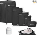 6 Set Vacuum Bags for Travel, Professional IPX8 Reusable Organizer, Compression Packing cube for Suitcases, Durable Seal Space Saver Bags -Traveling/Skiing Essentials (Black with Pump)