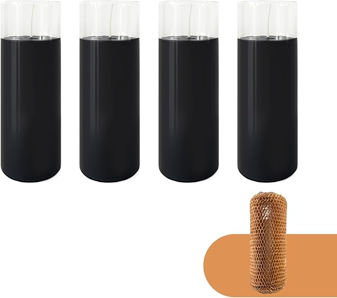 2.24x7 inch 7 Day Black Pillar Candles in Glass Set of 4, 120 Hour Burn time, Unscented Prayer Candle, Religious Candle, Candles for Memorials, Emergency Vigil Candles