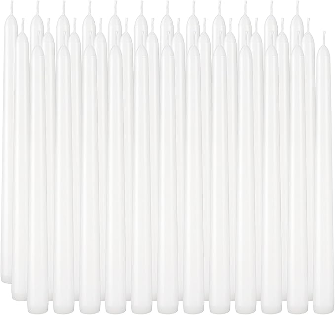 36 Pack White Taper Candles 10 Inch - Premium Unscented Dripless & Smokeless Long-Burning Candles for Wedding Decor, Fine Dining, Candelabras, Romantic Dinner, and Elegant Home Decor