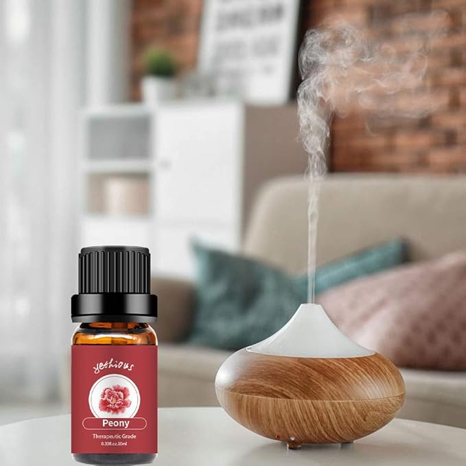 yethious Rose Essential Oil Organic Flower Natrual Peony Essential Oil for Diffuser, Skin Care, Soap/Candles Making - 2 X 10ML Essential Oil Set Gift