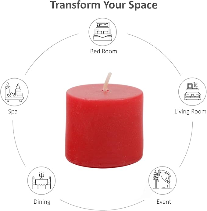 Hosley Set of 72 Unscented Red Votive Candles – Bulk Pack, Clean-Burning, Long-Lasting 10-12 Hour Burn Time – Ideal for Weddings, Home Décor, Spa, and Events