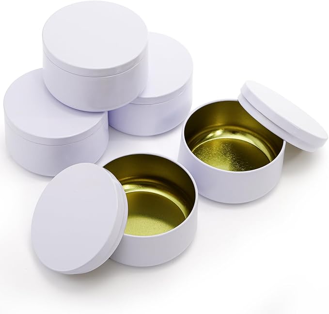ZENFUN 24 Pieces White Candle Tins, 6 oz Candle Tin with Lids for DIY Candles Making,Candle Jars Bulk, Bulk Candle Containers for Candle Making, Arts & Crafts, Candle Storage, Party Supplies