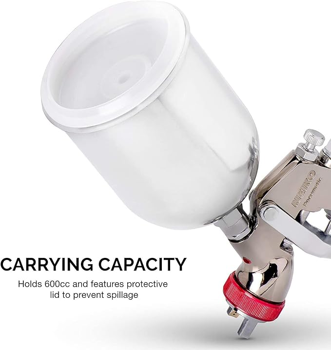 NEIKO 31216A Air Spray Paint Gun, HVLP with Gravity Feed, 2.0 MM Nozzle, 600 CC Capacity, Spray Gun Paint Sprayer for Walls, Automotive, Home Improvement