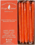 D'light Online Elegant 10" Unscented Orange Taper Candles, Premium Quality Hand-Dipped Tapered Candles, Dripless and Smokeless - Set of 12 Individually Wrapped (10 Inch, Orange)