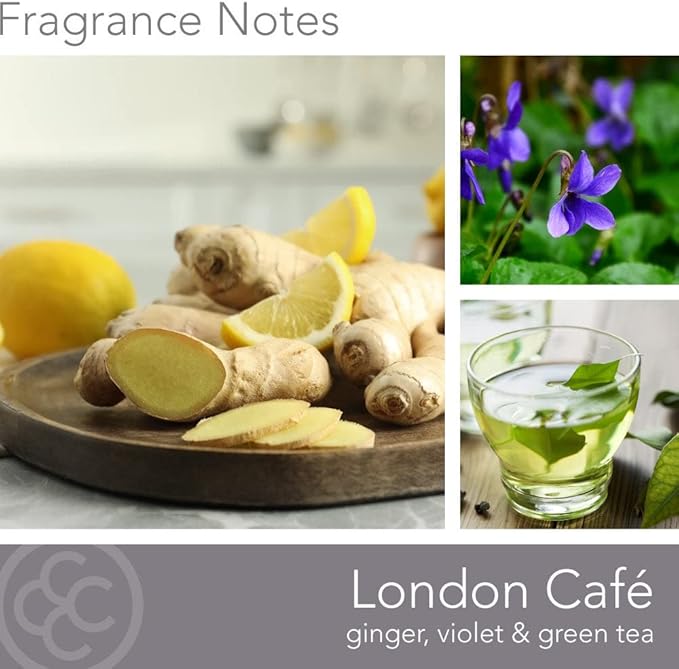 Colonial Candle London Café Scented Jar Candle, Travel Collection, 3 Wick, Gray, 14.5 oz - Up to 60 Hours Burn