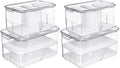 SANNO Fridge Produce Saver Storage Vegetable Fruit Containers Food Produce Saver Container Stackable Refrigerator Organizer Bins Fresh Keeper Drawers Organizer, Set of 4