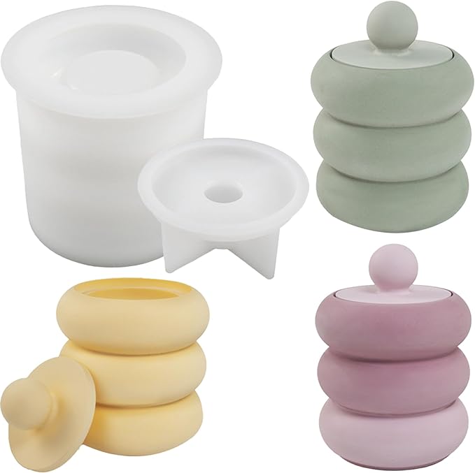 1 Pc Exquisite Resin Mold with Lid Silicone Mold for Epoxy Casting Concrete DIY Art Crafts Kits Candy Jewelry Storage Boxes Scented Candles Candlesticks Home Decorations Gifts Crafts