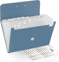 SKYDUE Expanding File Folde rwith 13 Pockets, Accordion File Organizer fits for A4/Letter Sized Paper, Accordion Folder with Labels - Document Receipt Organizer for Office, School, Home Blue