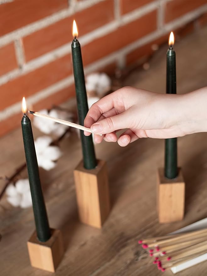 CANDWAX 12 inch Taper Candles Set of 12 - Dripless and Smokeless - Slow Burning Black Tapered Candle Sticks Ideal for Halloween - Black Candles