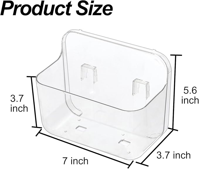 Wall Mounted Storage Organizer Bins Organizing Shelf Basket Clear Plastic Makeup Organizer Adhesive Hanging Bin Fridge Organizer for Bathroom,Kitchen,Cabinet,Pantry,Countertops (L(7×3.9×5.5"))