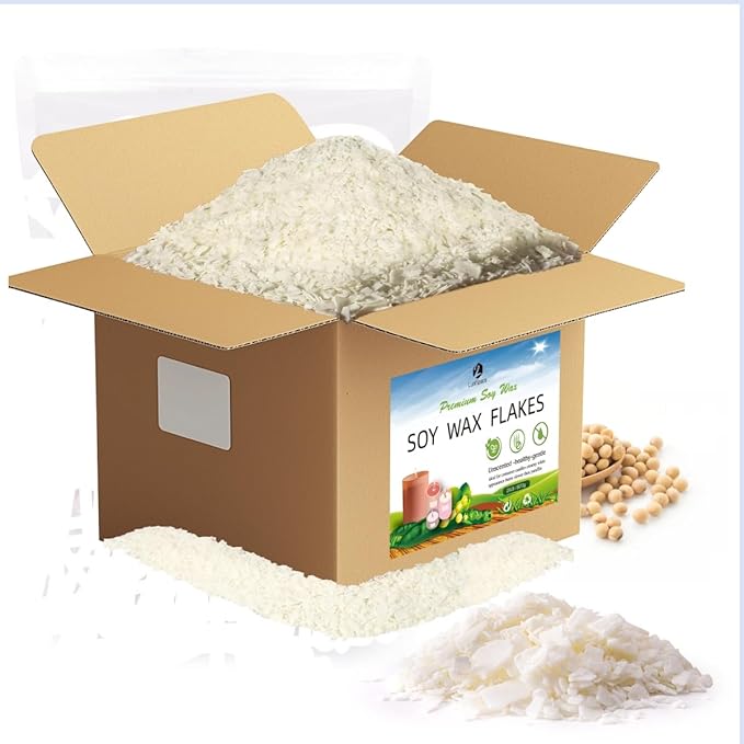 100% Natural Soy Wax Flakes for Candle Making, Eco-Friendly,Farm-Sourced, No Additives, Clean Burning, DIY Candle Supplies, Safe and Pure, 20 LBS