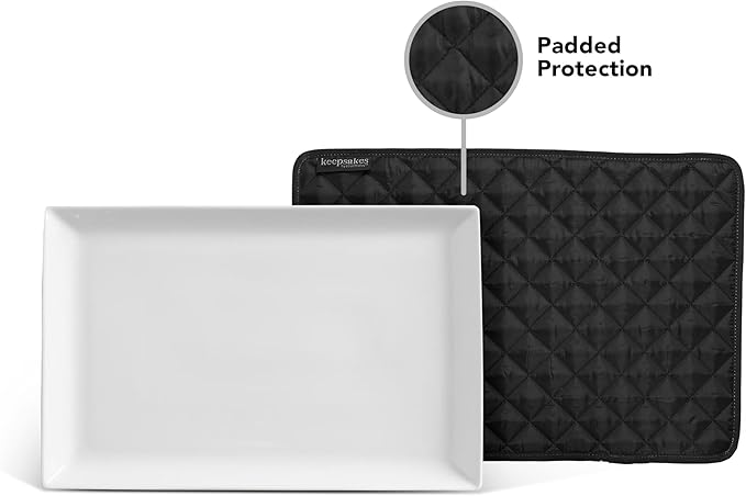 Covermates Keepsakes Quilted Dish Dividers – Set of Padded Plate Protectors for China & Dinnerware Storage, Scratch Protection, Machine Washable, Black