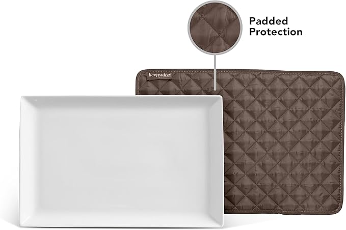 Covermates Keepsakes Quilted Dish Dividers – Set of Padded Plate Protectors for China & Dinnerware Storage, Scratch Protection, Machine Washable, Bronze