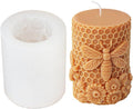Bee Honeycomb Flower Cylinder Candle Mold, Honeybee Beehive Pillar Silicone Mold for Beeswax Candle, Soy Wax Candle, Plaster Ornament, DIY Crafts(B)
