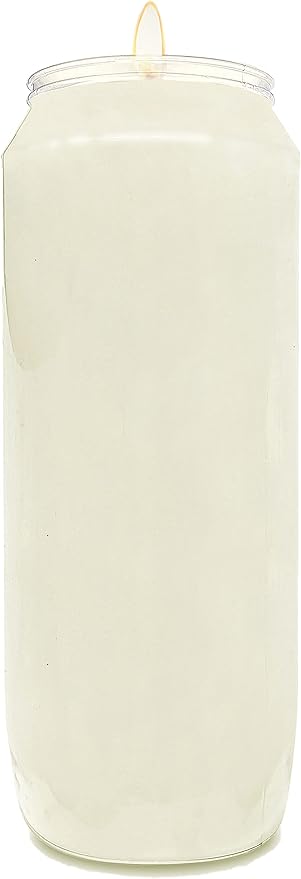 Hyoola 9 Day Prayer Candles 7 inch Tall Pillar Candles for Religious, Memorial, Party Decor, Vigil and Emergency Use - Vegetable Oil Wax in Plastic Jar Container, White (Pack of 3)