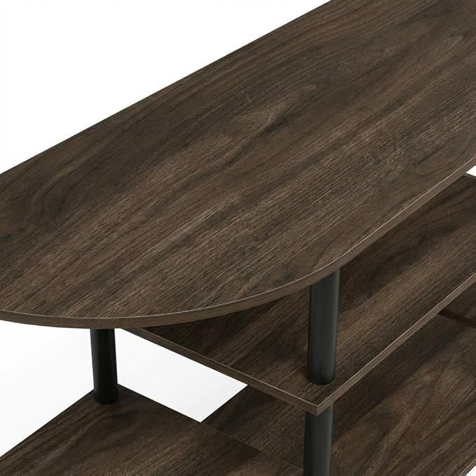 Furnifact Walnut/Black TV Stand, Modern Design, Easy Assembly, Durable Composite Wood and Plastic, for Living Room, Entertainment Center