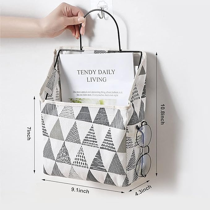 Fantasyon Wall Hanging Storage Bag, Waterproof Over The Door Closet Organizer Hanging Pocket Linen Cotton Organizer Box Containers for Bedroom, Bathroom (Black)