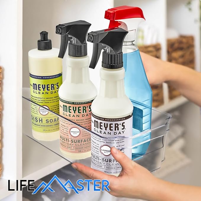Lifemaster Pantry Organizers and Storage Bins - Stackable Clear Bins for Kitchen and Freezer, Snack Pantry Organizer, Refrigerator Storage Solutions, Multi-Purpose Kitchen Storage Bins - 2 pack