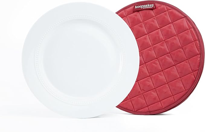 Covermates Keepsakes Quilted Dish Dividers – Set of Padded Plate Protectors for China & Dinnerware Storage, Scratch Protection, Machine Washable, Red