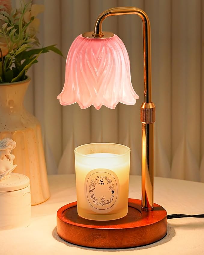 Funslive Flower Candle Warmer Lamp with Timer Dimmable, Candle Warming Light Height Adjustable, Birthday Gifts for Women, Candles Warmer Light for Jar Candles, House Warming Gifts New Home Decor
